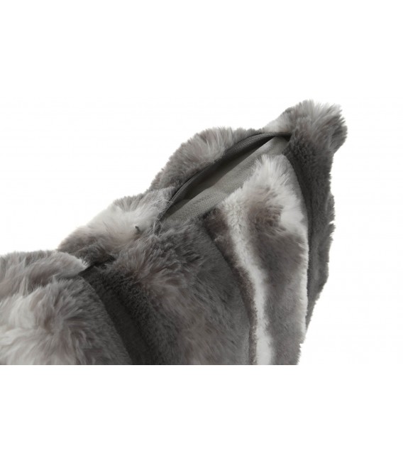 Set 2 cojines aterciopeladas poliéster gris y blanco estilo étnico 1