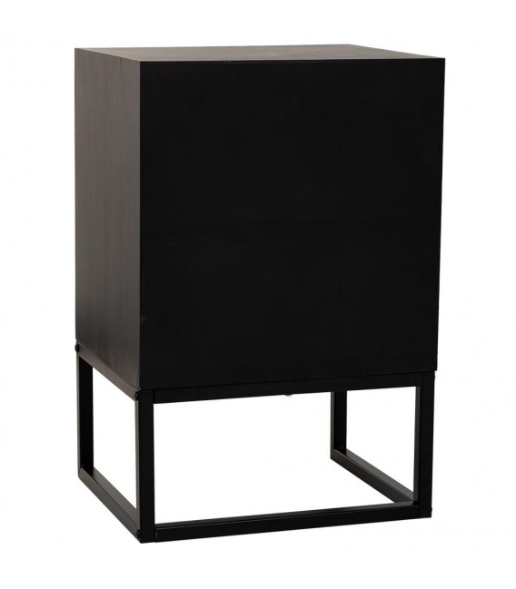 Mesita de noche  estilo industrial de madera y metal en negro  5