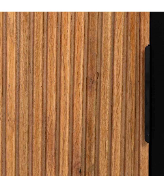 Mesita de noche  estilo industrial de madera y metal en negro  3