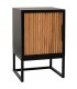 Mesita de noche  estilo industrial de madera y metal en negro