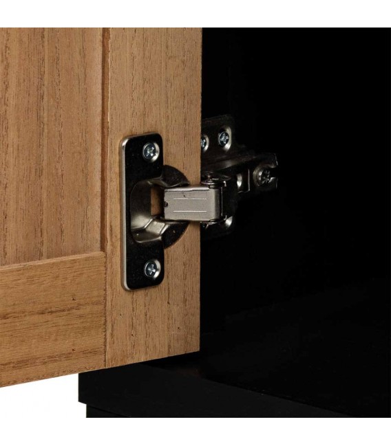 Mesita de noche  estilo industrial de madera y metal en negro  4