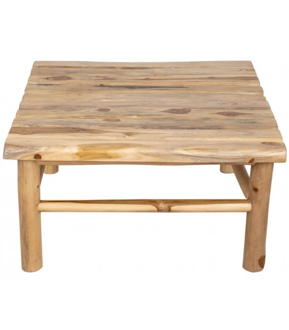 Mesa centro cuadrada pequeña madera maciza teca natural boho 3
