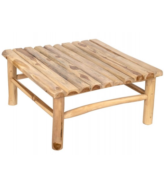 Mesa centro cuadrada pequeña madera maciza teca natural boho 2