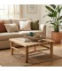 Mesa centro cuadrada pequeña madera maciza teca natural boho Mdmhogar