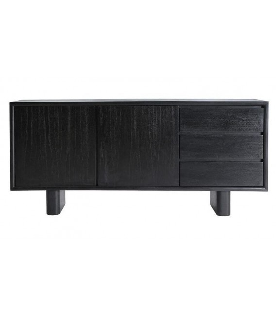 Aparador madera mindi color negro con dos puertas y tres cajones 1