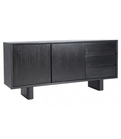 Aparador madera mindi color negro con dos puertas y tres cajones