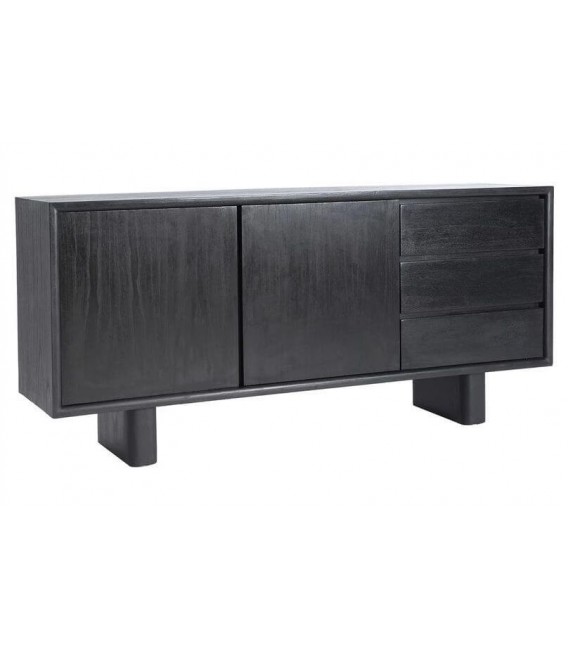 Aparador madera mindi color negro con dos puertas y tres cajones