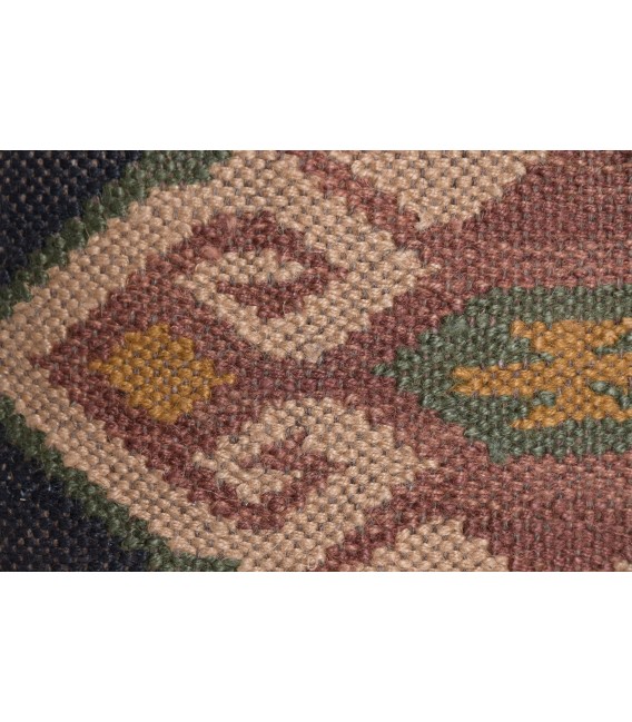 Set 2 cojines étnicos lana y yute kilim marrón verde teja 2