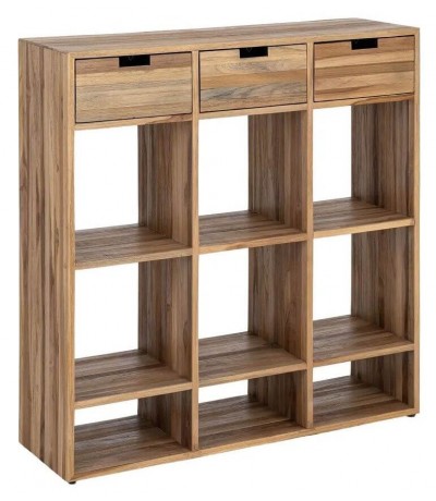 Estantería madera maciza de teca reciclada 3 cajones natural