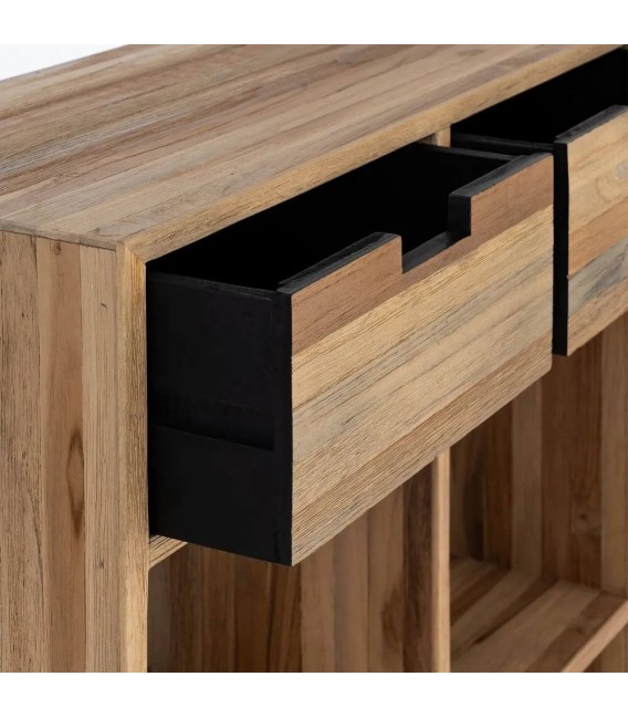 Estantería madera maciza de teca reciclada 3 cajones natural 4