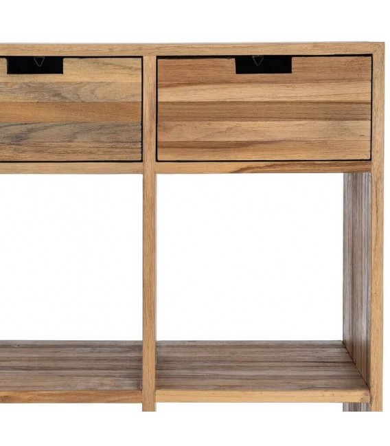 Estantería madera maciza de teca reciclada 3 cajones natural 5