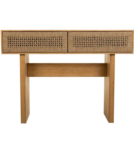 Consola entrada madera cuerda natural de dos cajones oriental 1