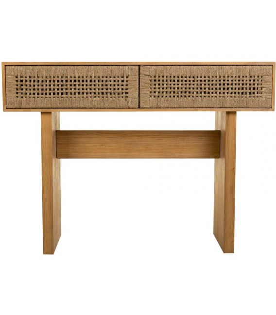 Consola entrada madera cuerda natural de dos cajones oriental 3