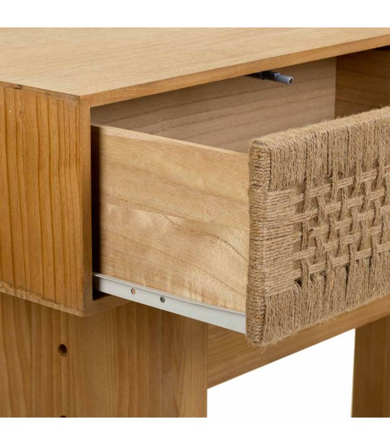 Consola entrada madera cuerda natural de dos cajones oriental 5