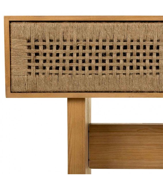 Consola entrada madera cuerda natural de dos cajones oriental 6