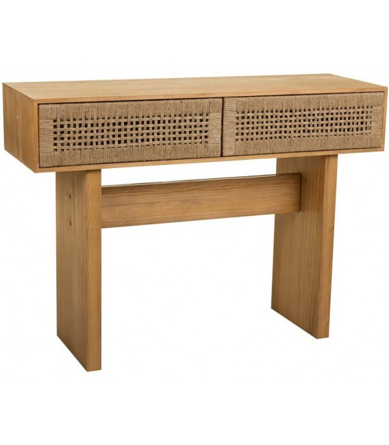 Consola entrada madera cuerda natural de dos cajones oriental