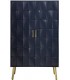 Aparador art deco madera azul marino metal dorado dos puertas