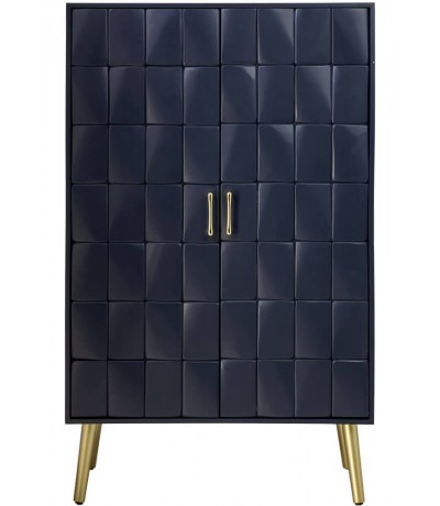 Aparador art deco madera azul marino metal dorado dos puertas