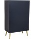 Aparador art deco madera azul marino metal dorado dos puertas 2