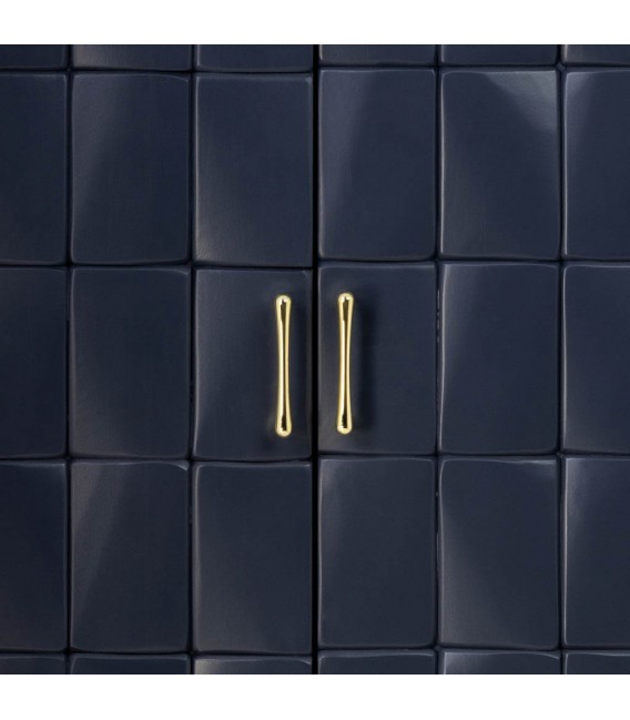 Aparador art deco madera azul marino metal dorado dos puertas 4