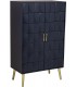Aparador art deco madera azul marino metal dorado dos puertas 5