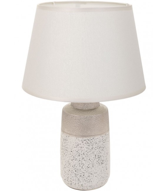 Lámpara de sobremesa cerámica plateada pantalla blanca moderna 4