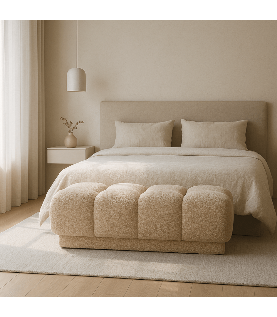 Banco pie de cama bouclé  color beige estilo contemporaneo tapizado mdmhogar