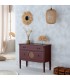 Cómoda de madera color nogal ratán dos cajones estilo clásico mdmhogar