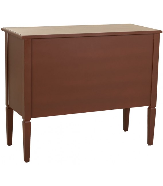Cómoda de madera color nogal ratán dos cajones estilo clásico 3