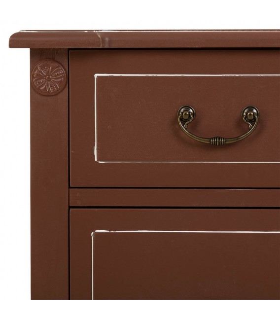 Cómoda de madera color nogal ratán dos cajones estilo clásico 5