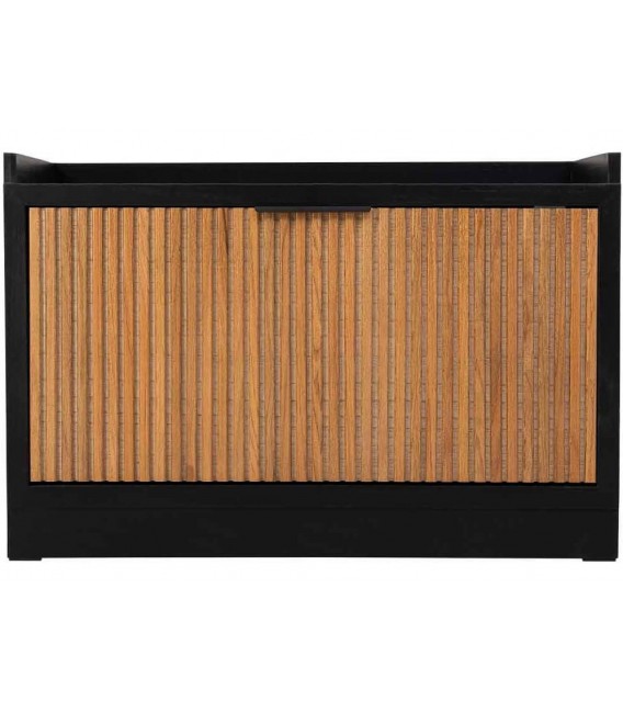 Zapatero de madera negro con puerta abatible estilo industrial 1