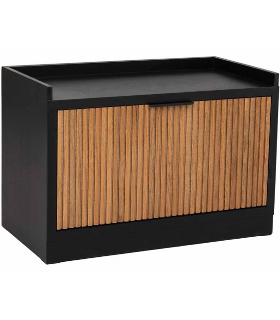 Zapatero de madera negro con puerta abatible estilo industrial