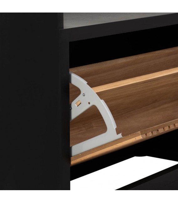 Zapatero de madera negro con puerta abatible estilo industrial 4