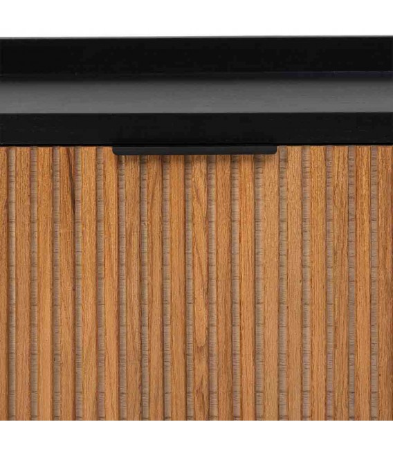 Zapatero de madera negro con puerta abatible estilo industrial 5