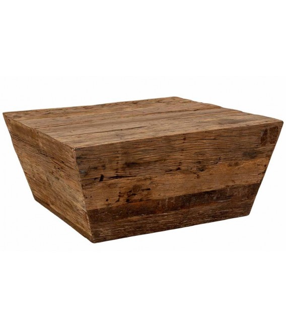 Mesa de centro cuadrada madera reciclada pino color nogal
