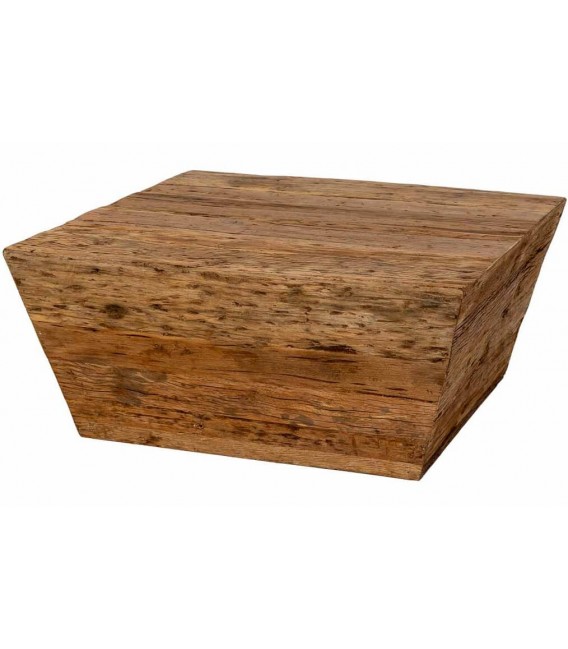 Mesa de centro cuadrada madera reciclada pino color nogal 2
