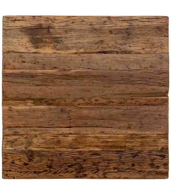 Mesa de centro cuadrada madera reciclada pino color nogal 3