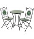 Set mesa y 2 sillas plegables exterior metal cerámica verde clásico