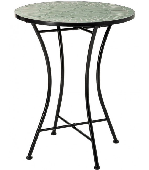 Set mesa y 2 sillas plegables exterior metal cerámica verde clásico 3