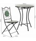Set mesa y 2 sillas plegables exterior metal cerámica verde clásico 7