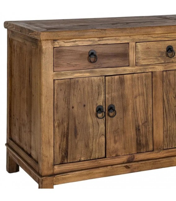 Aparador de madera reciclada nogal seis puertas y cuatro cajones 7