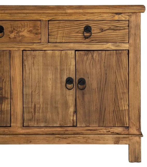 Aparador de madera reciclada nogal seis puertas y cuatro cajones 9