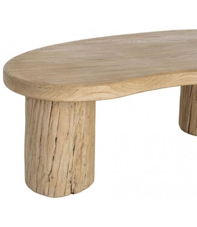 Mesa de centro de madera maciza de olmo natural estilo boho 1