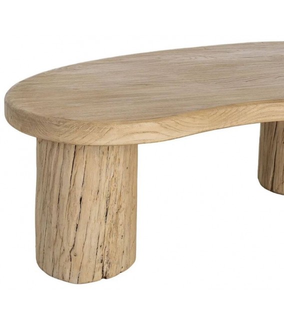 Mesa de centro de madera maciza de olmo natural estilo boho 1