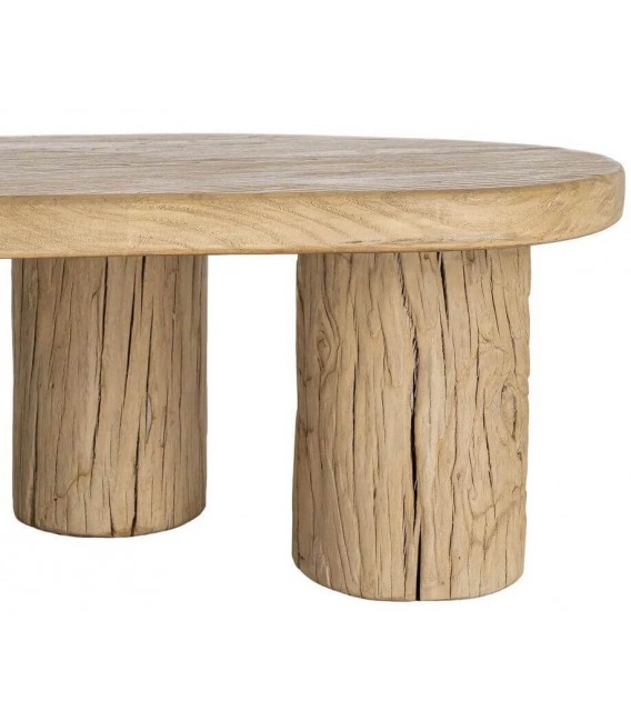 Mesa de centro de madera maciza de olmo natural estilo boho 3