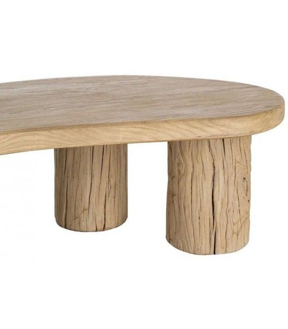 Mesa de centro de madera maciza de olmo natural estilo boho 6