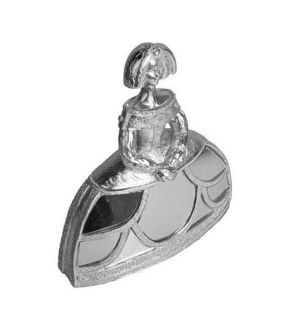Figura decorativa menina clásica chic en resina plata con espejo 1