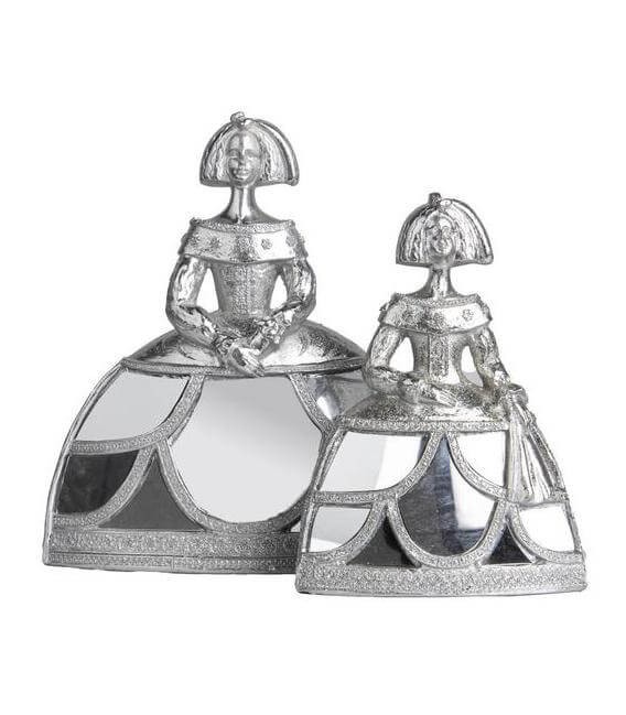 Figura decorativa menina clásica chic en resina plata con espejo 3
