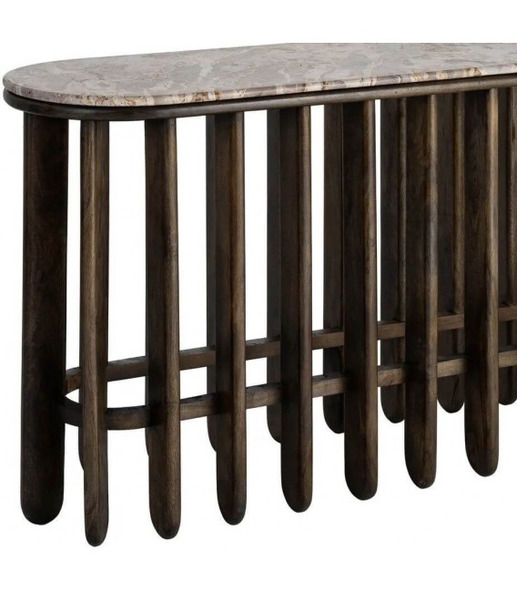 Consola de entrada de madera mango con mármol estilo moderno 2