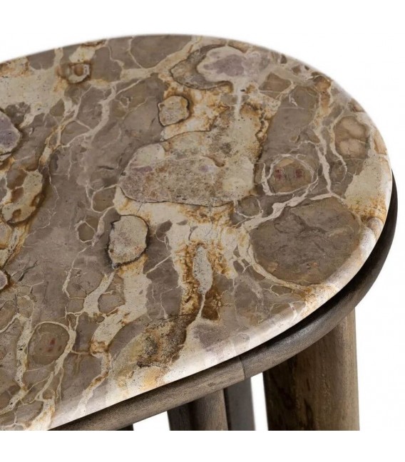 Consola de entrada de madera mango con mármol estilo moderno 3